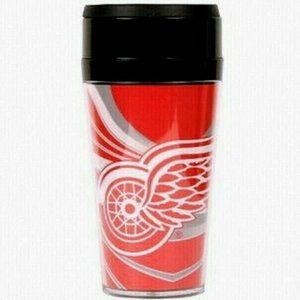 DETRIOT RED WINGS 16OZ TRAVEL TUMBLER MUG INSULATED HOT/COLD CUP WITH LID NHL